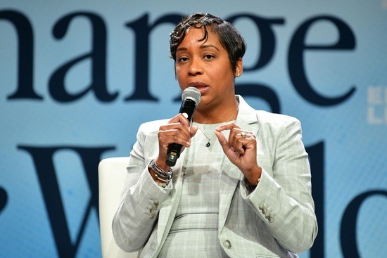 LOS ANGELES, CALIFORNIA - MARCH 07: Attorney General of Massachusetts Andrea Joy Campbell speaks onstage during EMILYs List's 2023 Pre-Oscars Breakfast at The Beverly Hilton on March 07, 2023 in Beverly Hills, California. (Photo by Araya Doheny/Getty Images for EMILYs List)