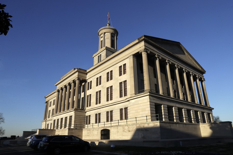 FILE - The Tennessee State Capitol stands tall in the sunlight on Jan. 8, 2020, in Nashville, Tenn. A panel of judges has ruled Wednesday, Nov. 22, 2023, that a Republican-drawn map for Tennessee’s Senate seats violates the state Constitution because lawmakers incorrectly numbered the legislative districts in left-leaning Nashville. (AP Photo/Mark Humphrey, File)