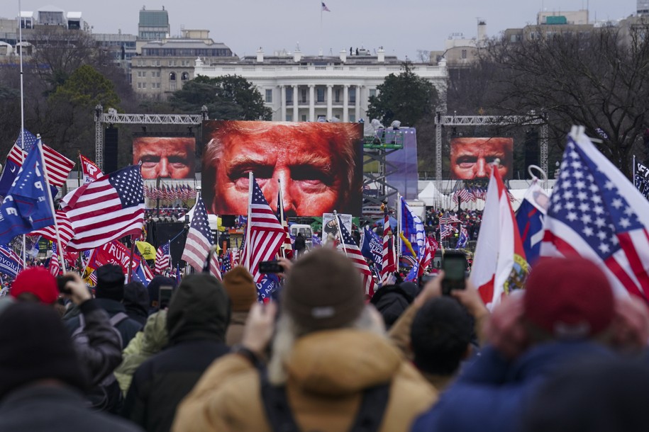 FILE - Trump supporters participate in a rally Jan. 6, 2021, in Washington. The Colorado Supreme Court hears arguments in a case seeking to use the Constitution’s insurrection clause to keep former President Donald Trump off the ballot. Both sides are appealing a ruling from a district court judge who found Trump incited an insurrection on Jan. 6, 2021, but could remain on the ballot regardless. (AP Photo/John Minchillo, File)