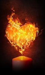 Candle with heart shaped flame.  