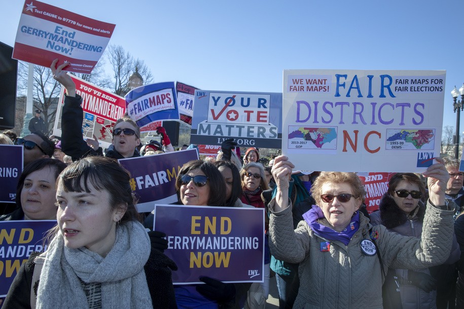 WASHINGTON, DC - MARCH 26: Protesters attends a rally for 'Fair Maps' on March 26, 2019 in Washington, DC. The rally was part of the Supreme Court hearings in landmark redistricting cases out of North Carolina and Maryland (Photo by Tasos Katopodis/Getty Images)