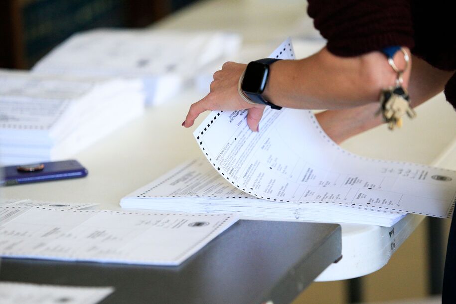 Electoral workers began processing ballots at Northampton County Courthouse on November 3, 2020 in Easton, Pennsylvania. - Americans were voting on Tuesday under the shadow of a surging coronavirus pandemic to decide whether to reelect Republican Donald Trump, one of the most polarizing presidents in US history, or send Democrat Joe Biden to the White House. (Photo by Kena Betancur / AFP) (Photo by KENA BETANCUR/AFP via Getty Images)