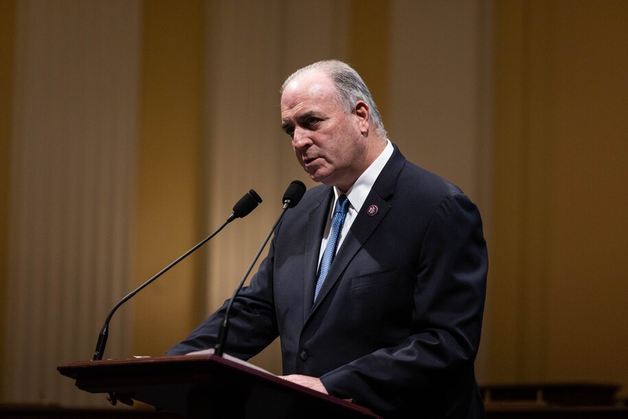 WASHINGTON, DC - JANUARY 06: Rep. Dan Kildee (D-MI) speaks as members of Congress share recollections of the January 6th attack on the U.S. Capitol on January 6, 2022 in Washington, DC. One year ago, supporters of President Donald Trump attacked the U.S. Capitol Building in an attempt to disrupt a congressional vote to confirm the electoral college win for Joe Biden. (Photo by Graeme Jennings-Pool/Getty Images)