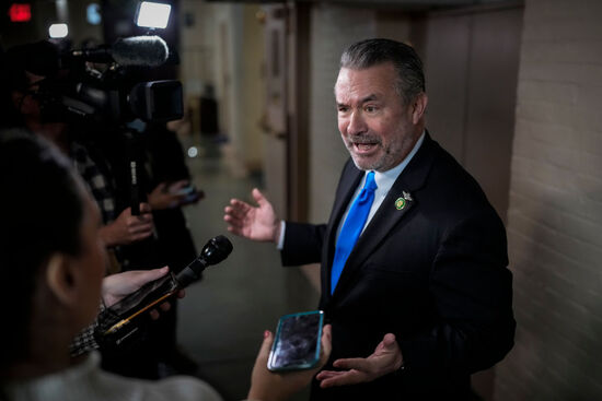 WASHINGTON, DC - JANUARY 10: Rep. Don Bacon (R-NE) speaks to reporters on his way to a closed-door GOP caucus meeting at the U.S. Capitol January 10, 2023 in Washington, DC. House Republicans passed their first bill of the 118th Congress on Monday night, voting along party lines to cut $71 billion from the Internal Revenue Service, which Senate Democrats said they would not take up. (Photo by Drew Angerer/Getty Images)