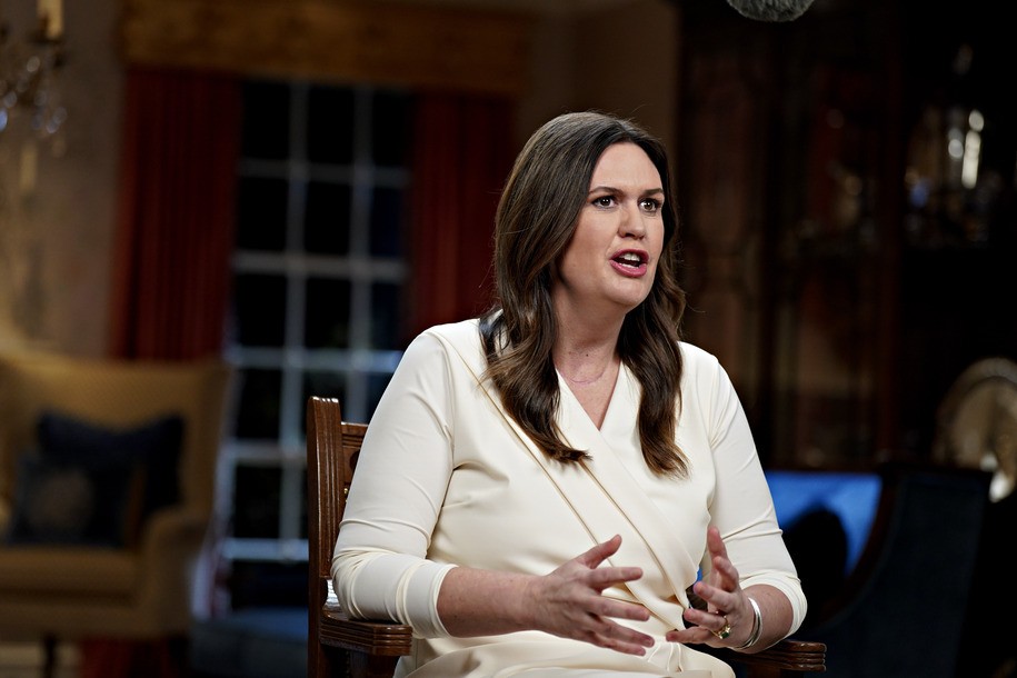 LITTLE ROCK, ARKANSAS - FEBRUARY 07:  Arkansas Gov. Sarah Huckabee Sanders delivers the Republican response to the State of the Union address by President Joe Biden on February 7, 2023 in Little Rock, Arkansas. Biden tonight vowed to not allow the U.S. to default on its debt by calling on Congress to raise the debt-ceiling and chastising Republicans seeking to leverage the standoff to force spending cuts. (Photo by Al Drago-Pool/Getty Images)