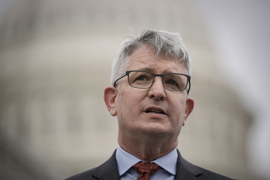 WASHINGTON, DC - MARCH 7: Rep. Brandon Williams R-NY) speaks during a news conference outside the U.S. Capitol on March 7, 2023 in Washington, DC. Aimed at embattled Rep. George Santos (R-NY), Williams is supporting legislation introduced by Rep. Anthony D'Esposito (R-NY) that aims to prevent members convicted of certain offenses from profiting off book deals, speech commissions, television shows and more. (Photo by Drew Angerer/Getty Images)