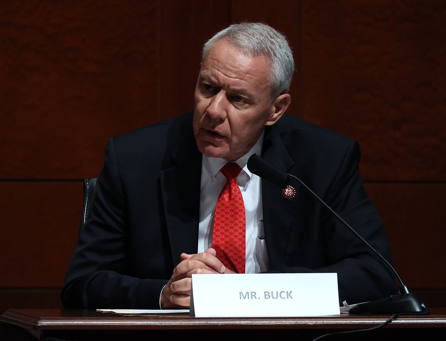 WASHINGTON, DC - JULY 28: Rep. Ken Buck (R-CO) questions U.S. Attorney General William Barr during a House Judiciary Committee hearing on Capitol Hill on July 28, 2020 in Washington, DC. In his first congressional testimony in more than a year, Barr faced questions from the committee about his deployment of federal law enforcement agents to Portland, Oregon, and other cities in response to Black Lives Matter protests; his role in using federal agents to violently clear protesters from Lafayette Square near the White House last month before a photo opportunity for President Donald Trump in front of a church; his intervention in court cases involving Trump's allies Roger Stone and Michael Flynn; and other issues. (Photo by Chip Somodevilla/Getty Images)