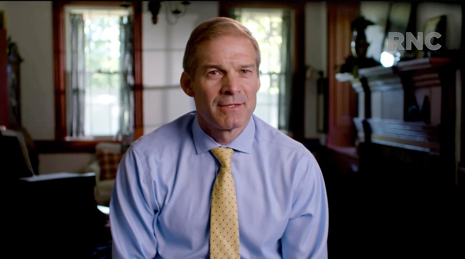 CHARLOTTE, NC - AUGUST 24: (EDITORIAL USE ONLY) In this screenshot from the RNCâ€™s livestream of the 2020 Republican National Convention, U.S. Rep. Jim Jordan (R-OH) addresses the virtual convention on August 24, 2020.  The convention is being held virtually due to the coronavirus pandemic but will include speeches from various locations including Charlotte, North Carolina and Washington, DC. (Photo Courtesy of the Committee on Arrangements for the 2020 Republican National Committee via Getty Images)