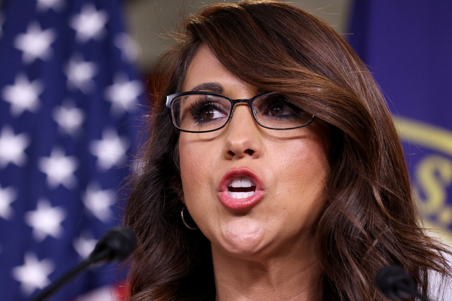 WASHINGTON, DC - JUNE 23: Rep. Lauren Boebert (R-CO) speaks during a press conference at the U.S. Capitol June 23, 2021 in Washington, DC. Boebert announced she has introduced a resolution to censure U.S. President Joe Biden related to border security and enforcement of immigration laws. (Photo by Win McNamee/Getty Images)