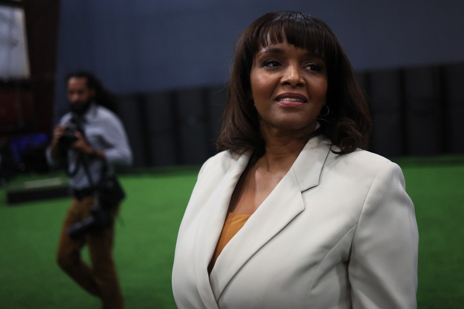 NEWTOWN, PENNSYLVANIA - MAY 11: Pennsylvania U.S. Senate candidate Kathy Barnette walks off the stage after speaking during a Republican leadership forum at Newtown Athletic Club on May 11, 2022 in Newtown, Pennsylvania. In the May 17 Republican primary to replace retiring Sen. Pat Toomey, Barnette is facing front runner Dr. Mehmet Oz, who has the endorsement of former President Donald Trump. A recent Trafalgar Group poll has Oz in front with 24.5 percent of the vote, Barnette in second with 23.2 percent, and former hedge fund CEO Dave McCormick in third with 21.6 percent. (Photo by Michael M. Santiago/Getty Images)