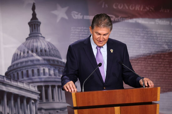 WASHINGTON, DC - SEPTEMBER 20: U.S. Sen. Joe Manchin (D-WV) speaks at a press conference at the U.S. Capitol on September 20, 2022 in Washington, DC. Manchin spoke on energy permitting reform and preventing a government shutdown. (Photo by Kevin Dietsch/Getty Images)