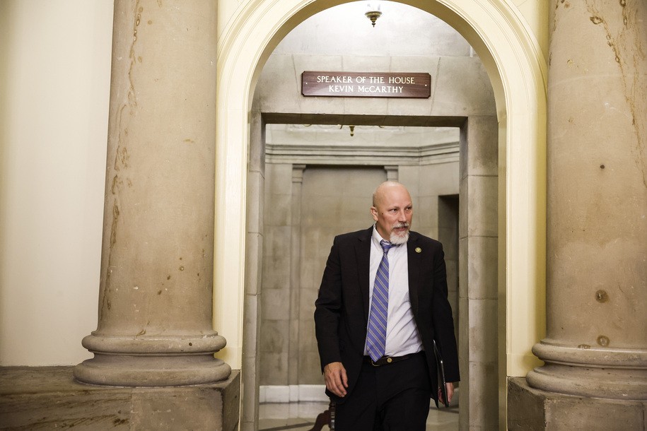 WASHINGTON, DC - JANUARY 09: Rep. Chip Roy (R-TX) leaves the office of U.S. Speaker of the House Kevin McCarthy (R-CA) during a series of votes in the U.S. Capitol Building on January 09, 2023 in Washington, DC. During 118th Congress's first day of business since electing a Speaker of the House, the House held a series of votes on a rules package with parameters for the House of Representatives. (Photo by Anna Moneymaker/Getty Images)