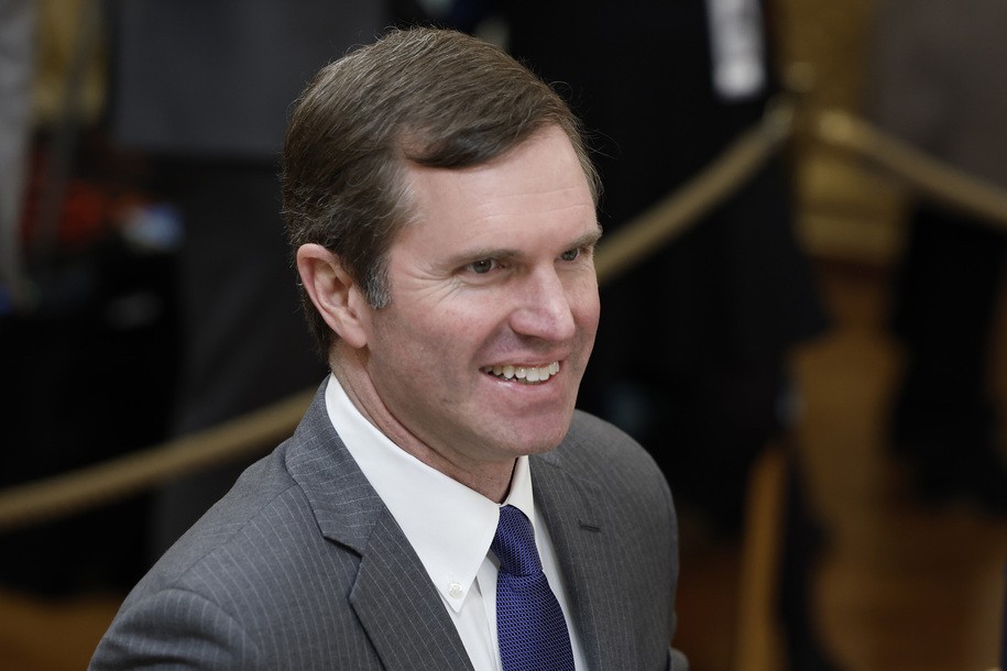 WASHINGTON, DC - FEBRUARY 10: Kentucky Governor Andy Beshear walks to his seat before the start of a meeting between U.S. President Joe Biden and governors visiting from states around the country in the East Room of the White House on February 10, 2023 in Washington, DC. This weekend President Biden is hosting governors that are attending the annual National Governors Association Winter Meeting. (Photo by Anna Moneymaker/Getty Images)