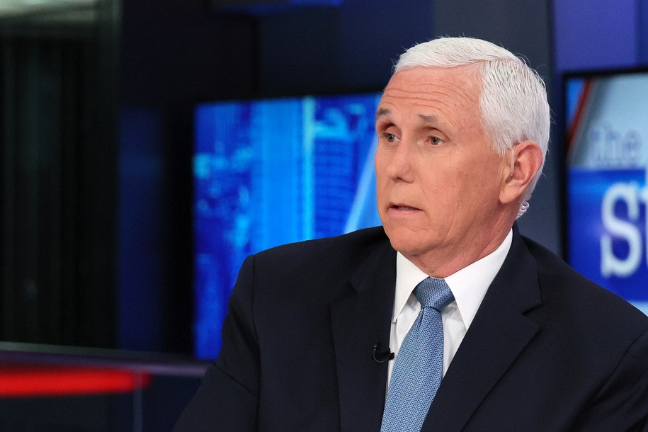 NEW YORK, NEW YORK - FEBRUARY 22: Mike Pence visits FOX News Channel's 'The Story With Martha MacCallum' at Fox News Channel Studios on February 22, 2023 in New York City. (Photo by Dia Dipasupil/Getty Images)