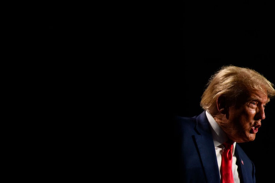 COLUMBIA, SOUTH CAROLINA - AUGUST 5: Former President Donald Trump speaks as the keynote speaker at the 56th Annual Silver Elephant Dinner hosted by the South Carolina Republican Party on August 5, 2023 in Columbia, South Carolina. President Trump was introduced by South Carolina's Governor Henry McMaster. (Photo by Melissa Sue Gerrits/Getty Images)