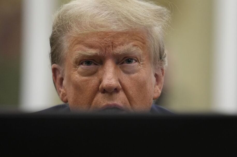 Former US President Donald Trump attends the second day of his civil fraud trial at the New York State Supreme Court in New York City on October 3, 2023. Former US President Donald Trump lashed out at the judge and attorney general on October 2 on the first day of a trial for civil fraud that could see the former president barred from doing business in New York state. (Photo by Seth WENIG / POOL / AFP) (Photo by SETH WENIG/POOL/AFP via Getty Images)