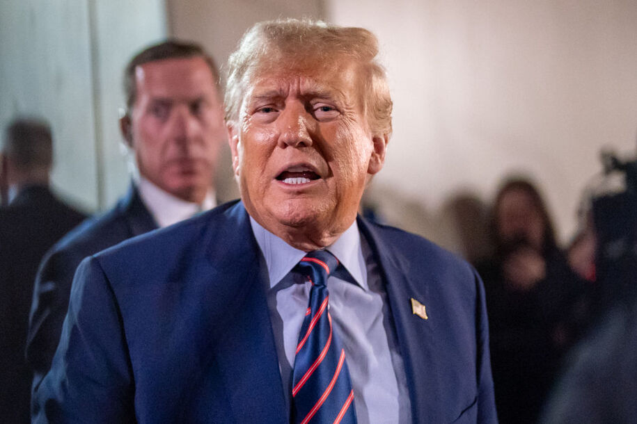 COLUMBIA, SOUTH CAROLINA - NOVEMBER 25: Former U.S. President Donald Trump attends the game between the South Carolina Gamecocks and the Clemson Tigers at Williams-Brice Stadium on November 25, 2023 in Columbia, South Carolina. (Photo by Jacob Kupferman/Getty Images)