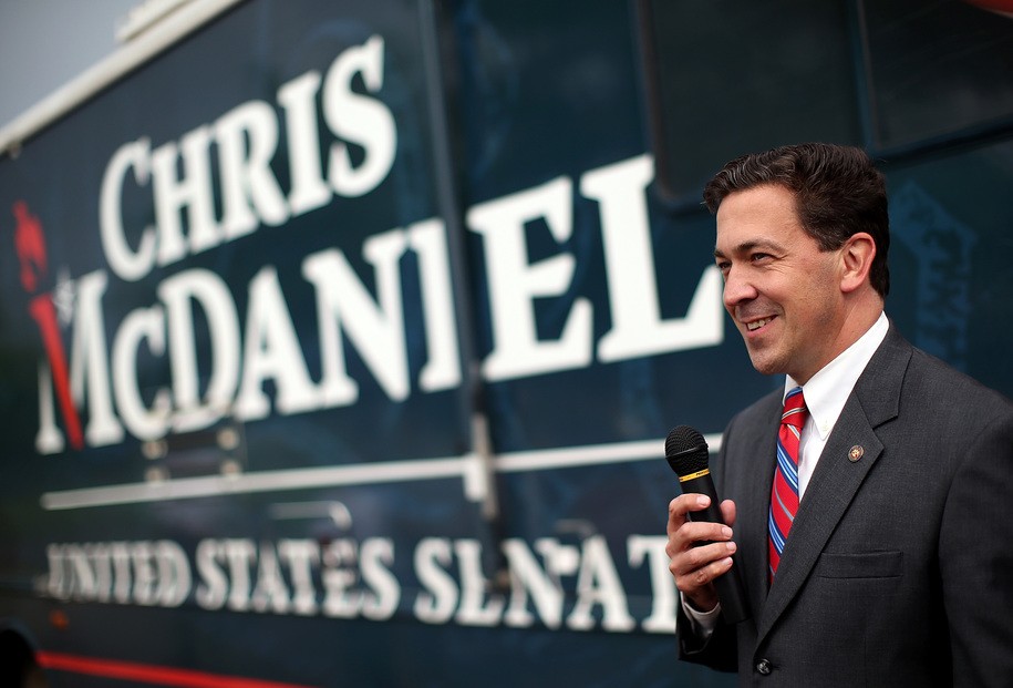 FLOWOOD, MS - JUNE 23:  Republican candidate for U.S. Senate, Mississippi State Sen. Chris McDaniel speaks during a campaign rally on June 23, 2014 in Flowood, Mississippi.  With one day to go before the Mississippi senate runoff election, Tea Party-backed Republican candidate for U.S. Senate, Mississippi State Sen Chris McDaniel is campaigning througout the state as he battles against incumbent U.S. Sen Thad Cochran (R-MS) in a tight race.  (Photo by Justin Sullivan/Getty Images)