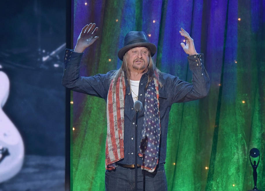 NEW YORK, NEW YORK - APRIL 08:  Kid Rock inducts Cheap Trick at the 31st Annual Rock And Roll Hall Of Fame Induction Ceremony at Barclays Center on April 8, 2016 in New York City.  (Photo by Theo Wargo/Getty Images)