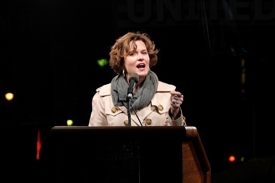 NEW YORK, NY - JANUARY 19:  Betsy Hodges speaks onstage during the We Stand United NYC Rally outside Trump International Hotel & Tower on January 19, 2017 in New York City.  (Photo by D Dipasupil/Getty Images)