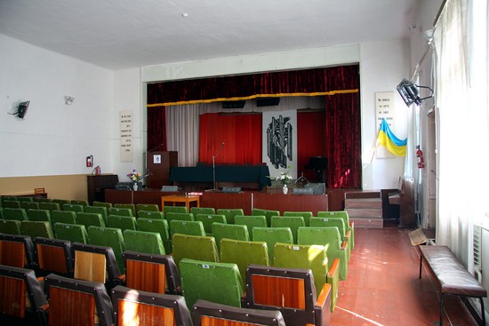 The Dom Kulturi in the town of Chornobyl, used in 1987 as an ad-hoc courtroom for the trial of six employees of the Chernobyl Nuclear Power Plant.