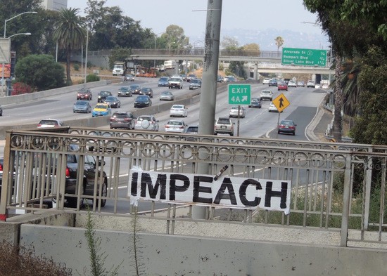 Impeach sign next to Hollywood Fwy.