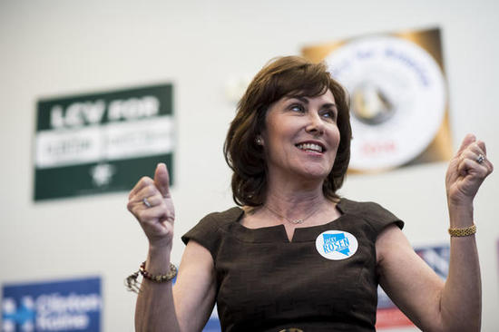 UNITED STATES - NOVEMBER 5: Jacky Rosen, Democratic candidate for Nevada’s 3rd Congressional district, speaks to campaign volunteers at a campaign office in Las Vegas, Nevada on Saturday, Nov. 5 , 2016. (Photo By Bill Clark/CQ Roll Call) (CQ Roll Call via AP Images)