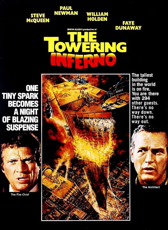 No Merchandising. Editorial Use Only. No Book Cover Usage..Mandatory Credit: Photo by 20th Century Fox/Warners/Kobal/REX/Shutterstock (5885552ap).Steve McQueen, Paul Newman.The Towering Inferno - 1974.Director: John Guillermin.20th Century Fox/Warners.USA.Lobby Card/Poster.Action/Adventure.La Tour infernale