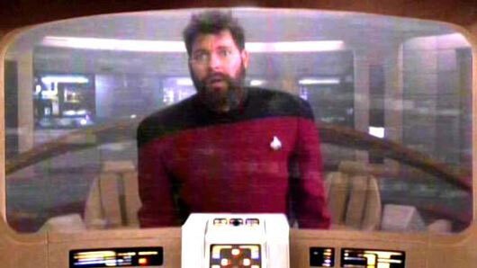 Captain William T. Riker (Jonathan Frakes) in a parallel universe.