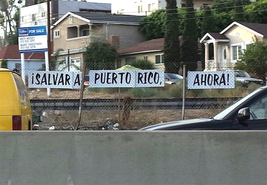 Salvara Puerto Rico Ahora! sign by Hwy 110