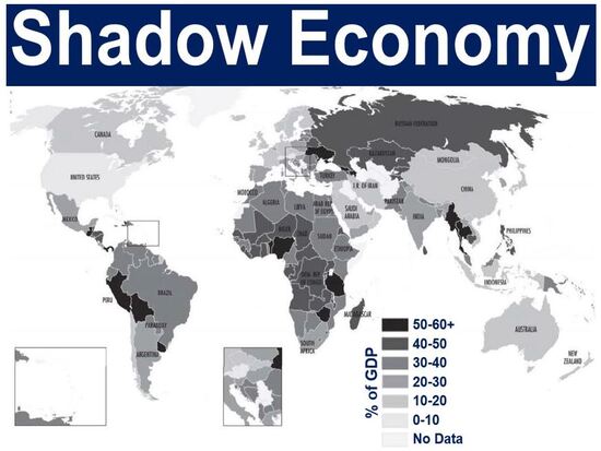 This map grades the shadow economies of countries according to shades from black to white. It only includes legal activities which have been concealed from authorities because the players wanted to: evade taxes, avoid paying social security contributions, and avoid complying with certain rules and regulations. (Image: doingbusinessin thailand.com)