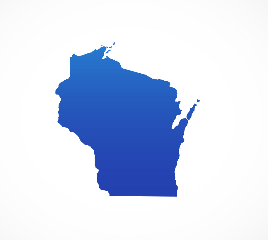 Blue Map of Wisconsin