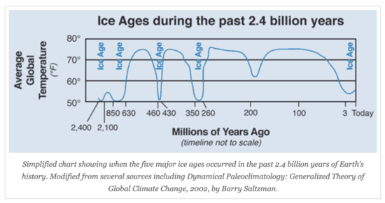 Global temperature over the last 2.5 billion years