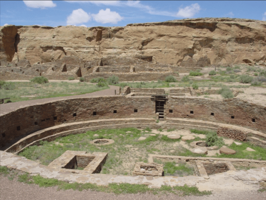 The great kiva in the plaza of Chetro Ketl in Chaco Canyon